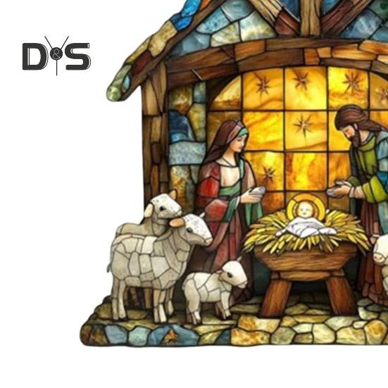 Рождественский вертеп, ловец солнца, рождественский подвесной ловец солнца на окно, украшение ручной работы «Рождение Иисуса» для христианского подарка