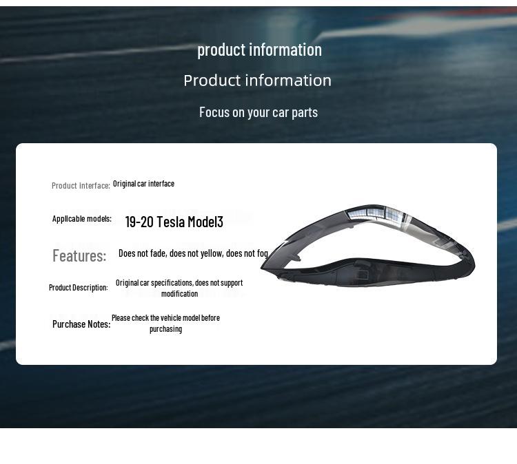 Tesla Model 3 (2019-2020) Headlight Cover Lens Back Shell Base
