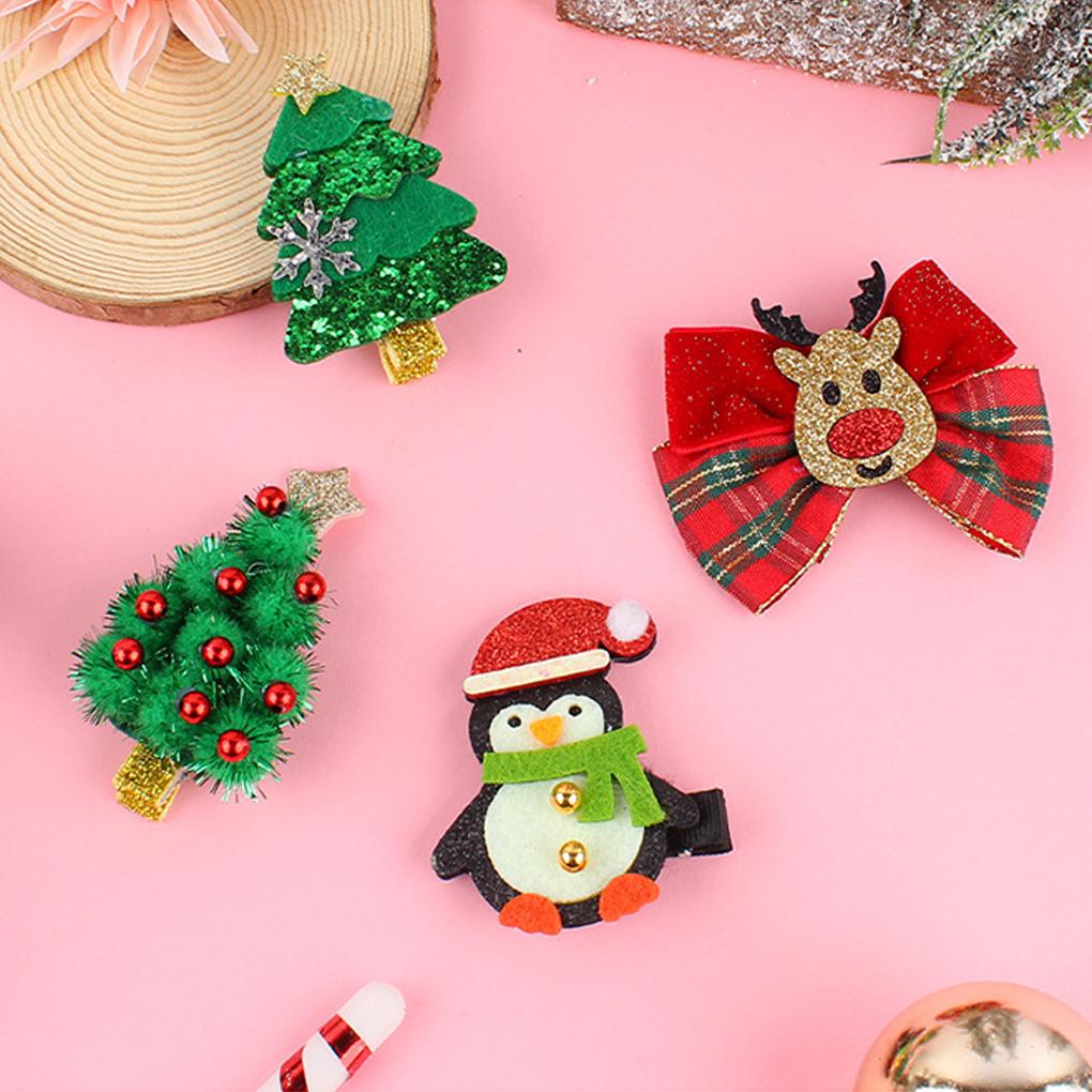 Шикарная рождественская заколка для волос из нержавеющей стали, боковые зажимы, лось, пингвин, новогодняя елка, снежинка, невидимки, аксессуары для укладки, новогодняя вечеринка