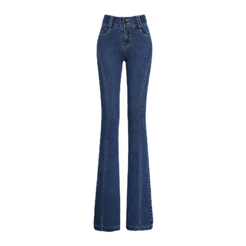 Denim Bell-bottom Pants for Women In Autumn New High-waisted Style, Slim and Draped, Slim Fit and Slightly Bell-bottom Pants for Covering Hips