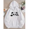 Women's Casual Hoodies Sweatshirts with Geometric Panda Print Long Sleeve Pullovers with Pockets Graphic Vintage Hoody Clothes