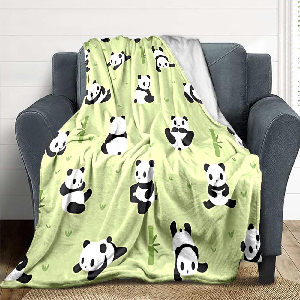 1pc Panda Pattern Blanket, Lightweight Flannel Blanket for Sofa, Bed, Travel, Camping, Living Room, Office,019