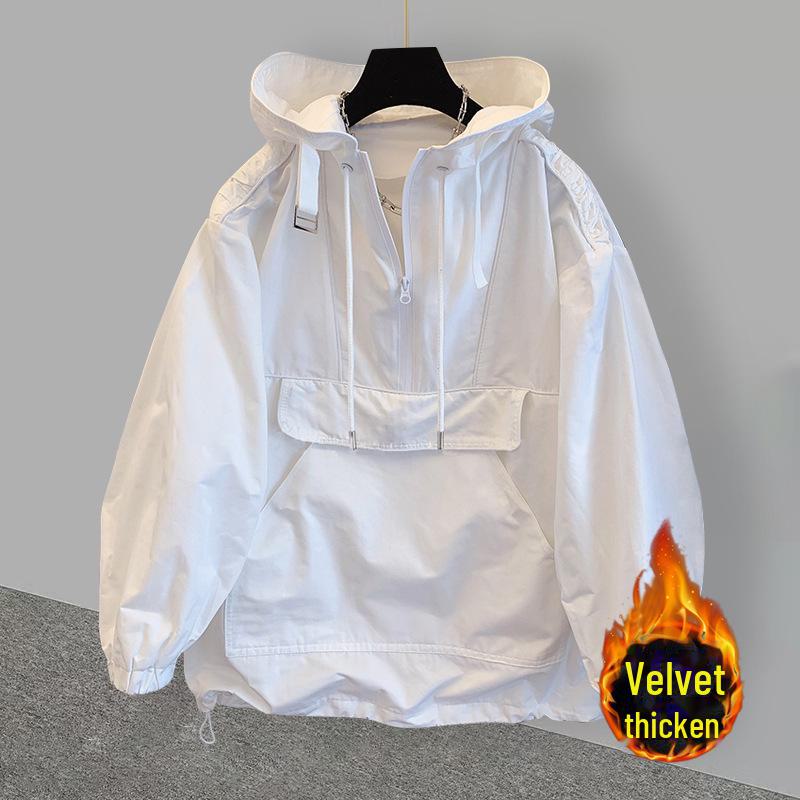 2023 Trendy Unisex Hooded Patchwork Windbreaker - Lightweight, Loose-Fit Workwear