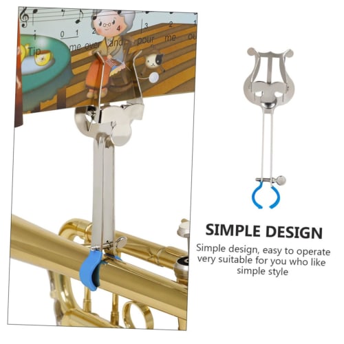 VICASKY 1 Sheet Trumpet Sheet Music Holder, Sheet Music Clip, Trumpet Music Stand, Musical Instrument, Horn, Score Reading Clip, Note Clip, Iron, Silv