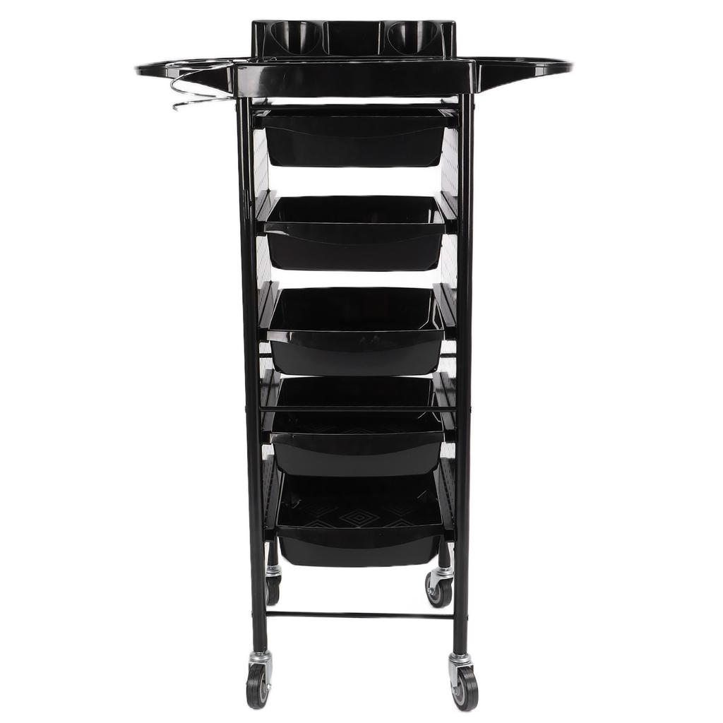 Salon Trolley Cart Black Space Saving Salon Beauty Rolling Cart for Extra Storage