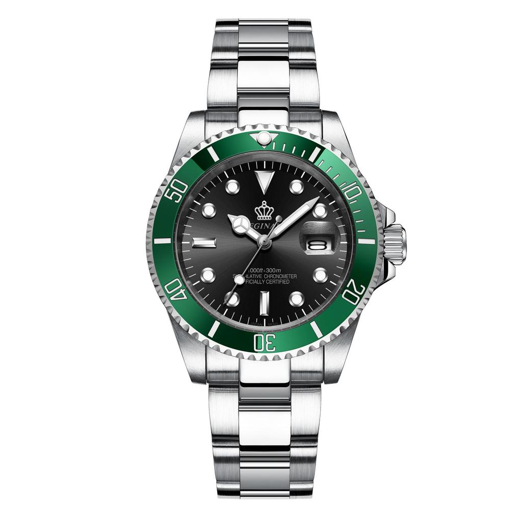 Мужские зеленые часы Submariner Date из нержавеющей стали – Высококлассный минимализм, Водонепроницаемые, Вращающийся безель, Спортивный дизайн для студентов