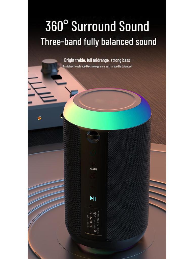 High-Power Portable Bluetooth Speaker with Colorful Subwoofer and Karaoke Functionality