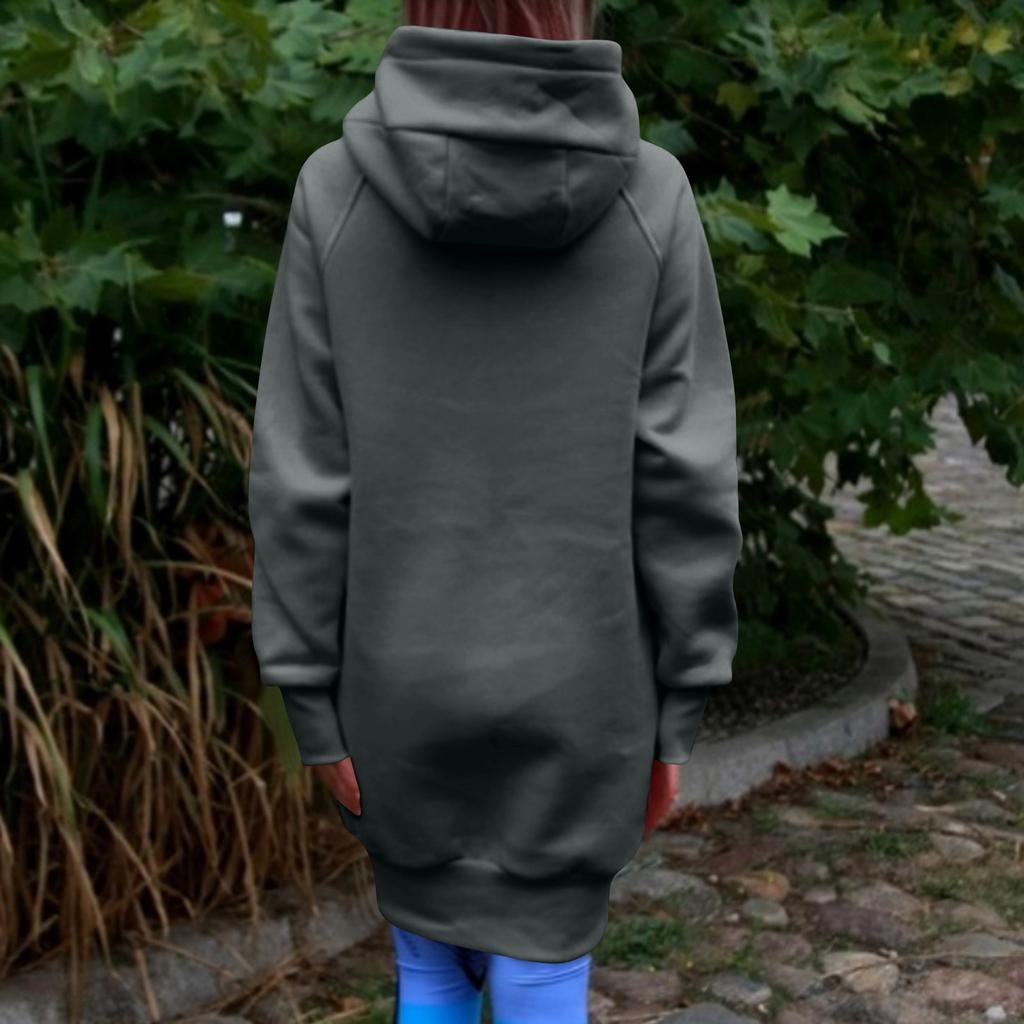 Женская модная куртка Повседневный однотонный кардиган с длинными рукавами Худи Длинное пальто