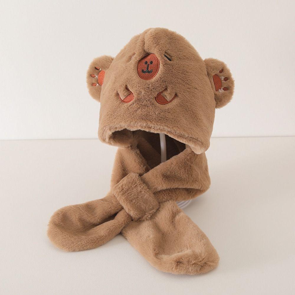 Коралловый флис Капибара пушистая шапка повседневная детская зимняя шапка детский комплект шапка шарф протектор для ушей