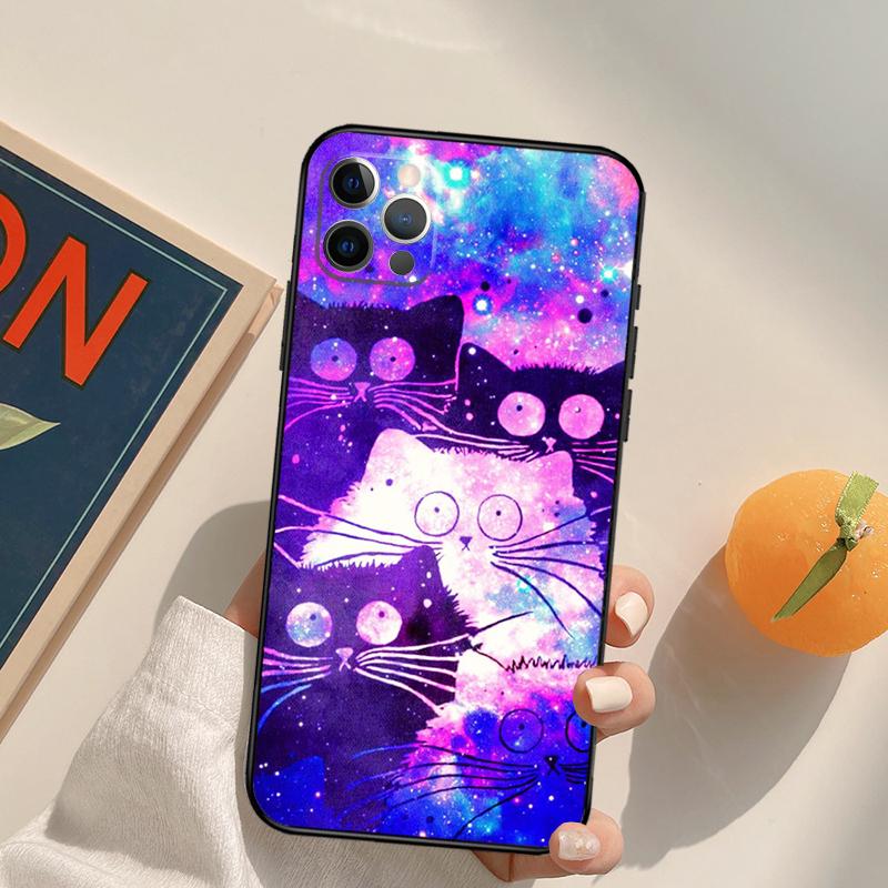 Космические Счастливые Кошки Чехол Для iPhone 15 14 16 Pro Max 11 12 13 Pro Max Mini XR 16e 16 15 Plus Чехол для Телефона