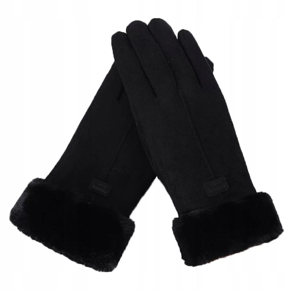 Women's Leather Gloves Touchscreen Black R03
