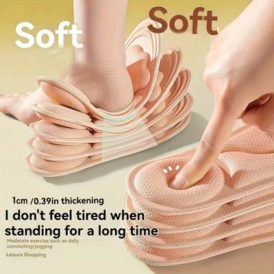 2 шт. Спортивные стельки 6D в стиле облака Впитывающие пот Дышащие Утолщенные Амортизирующие Супермягкие и Удобные Эластичные стельки