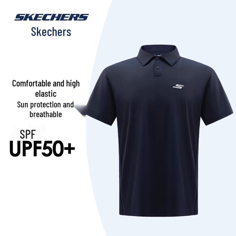 Skechers Мужская футболка-поло с коротким рукавом для защиты от солнца