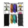 Home Clothes Rack Wardrobe | Clothes Organizer | 12 Shelves | 2 Multi-Height Coat Racks | 158x50x207 Cm