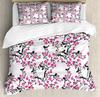 Cherry Blossoms Bedding Set Romantic Theme Pink Comforter Cover Set Duvet Cover Women Girls Couple Teen Soft Comforter,Full Size