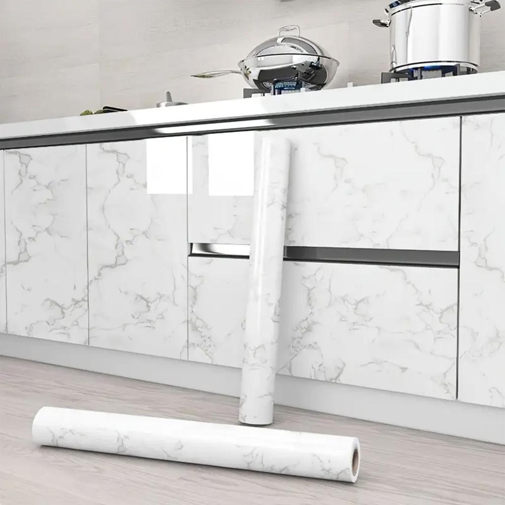 Самоклеящаяся кухонная пленка под мрамор - Водонепроницаемые Маслостойкие ПВХ Виниловые Обои для Столешницы, Фартука, Плитки | Легко Снимаются и Приклеиваются