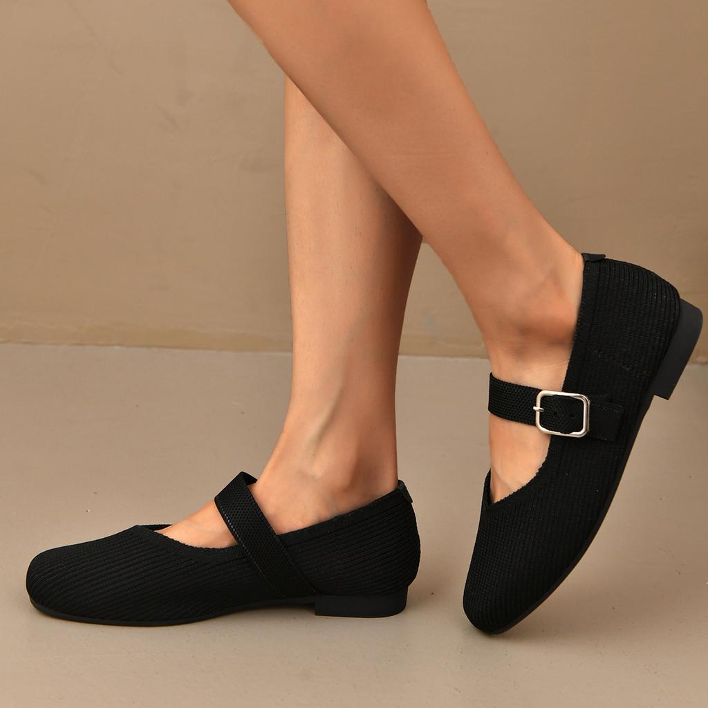 Women's Summer Mesh Breathable Shoes Large Size Fly-woven Single Shoes Buckle Design Women's Single Shoes Breathable Comfortable Shoes