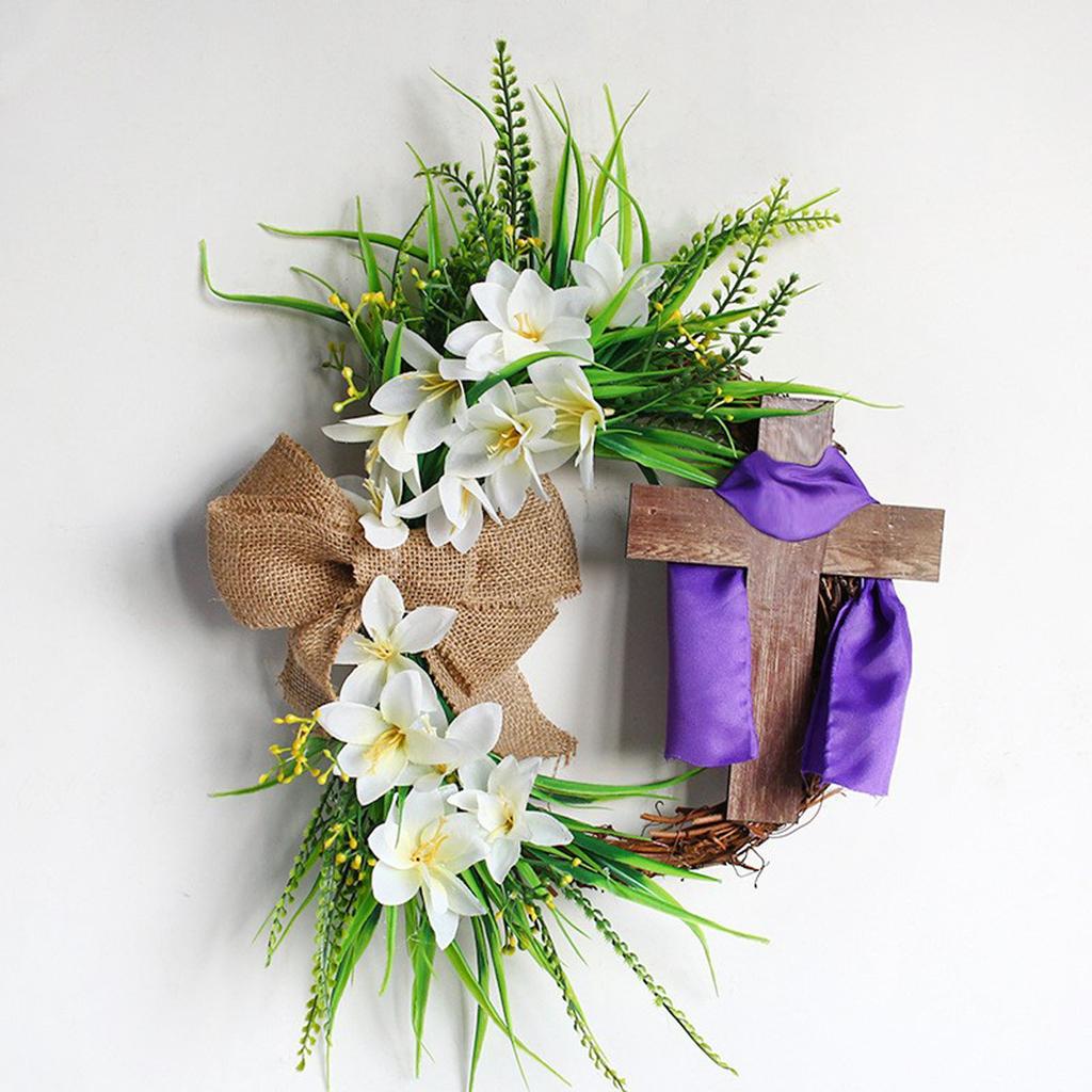 Easter Wreath With Cross Rustic Grapevine Easter Wreath With Bow Easter Decorations Easter Decor