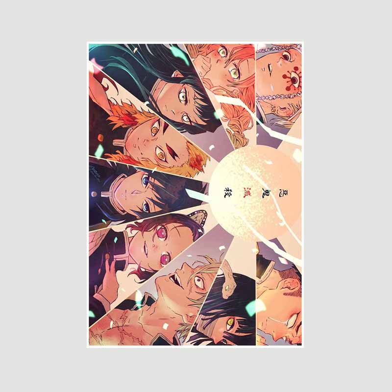 Японский комикс фильм «Убийца демонов» поезд «Муген» аниме-постеры Kimetsu No Yaiba Белый бумажный постер Художественная роспись настенное украшение Фреска Домашний декор