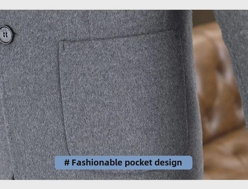 2024 Men's Woolen Stand Collar Coat - Autumn/Winter Business Casual Trend