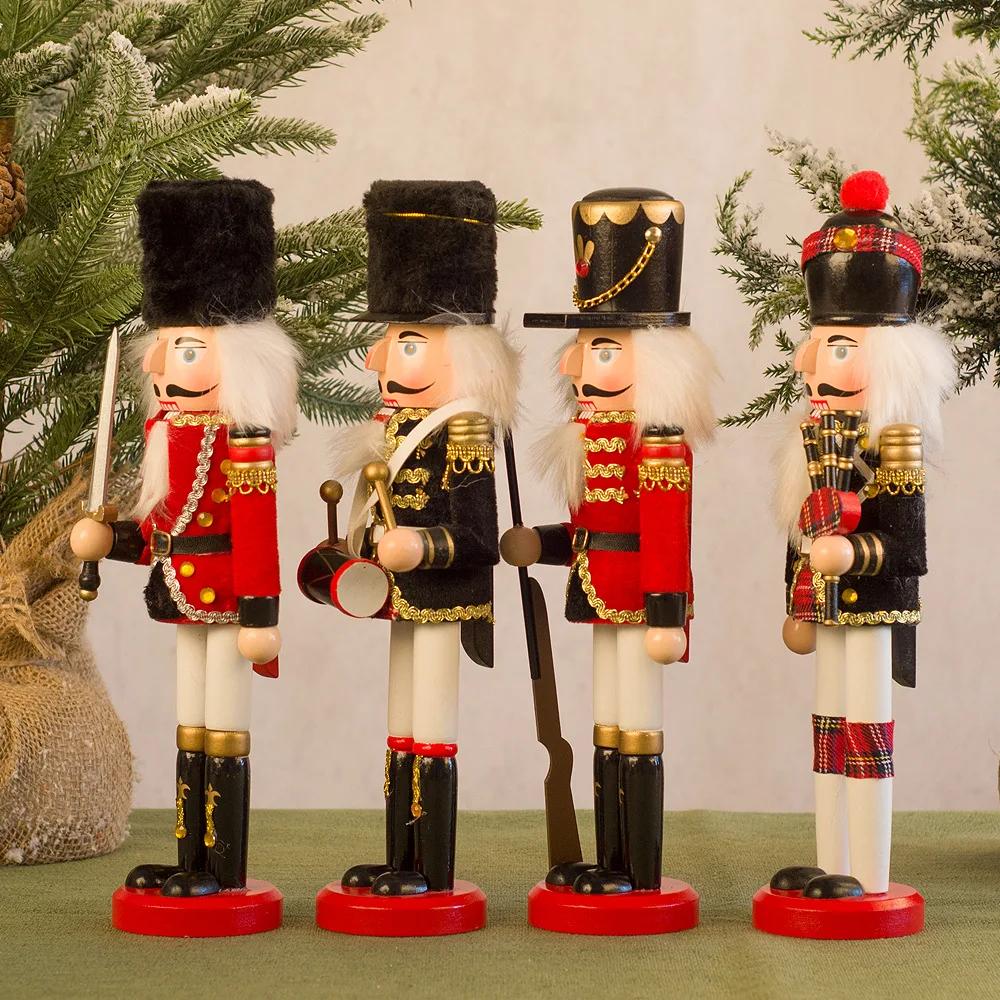 High Quality 30cm Wooden Christmas Nutcracker Soldier Ornament, Durable Holiday Decoration, Christmas Tree Display Supplies
