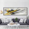 Minimalistic Black and Yellow Abstract Oil Painting On Canvas Posters and Prints Wall Art Pictures for Living Room Nordic Decor