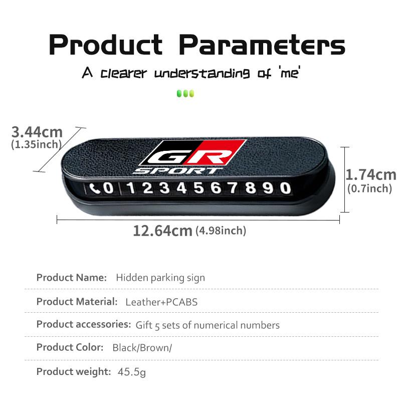 cnkym4 Suede Leather Car Temporary Parking Card Phone Number Plate For Toyota GR MN Corolla Yaris Aygo Prius RAV4 Crown CHR Camry