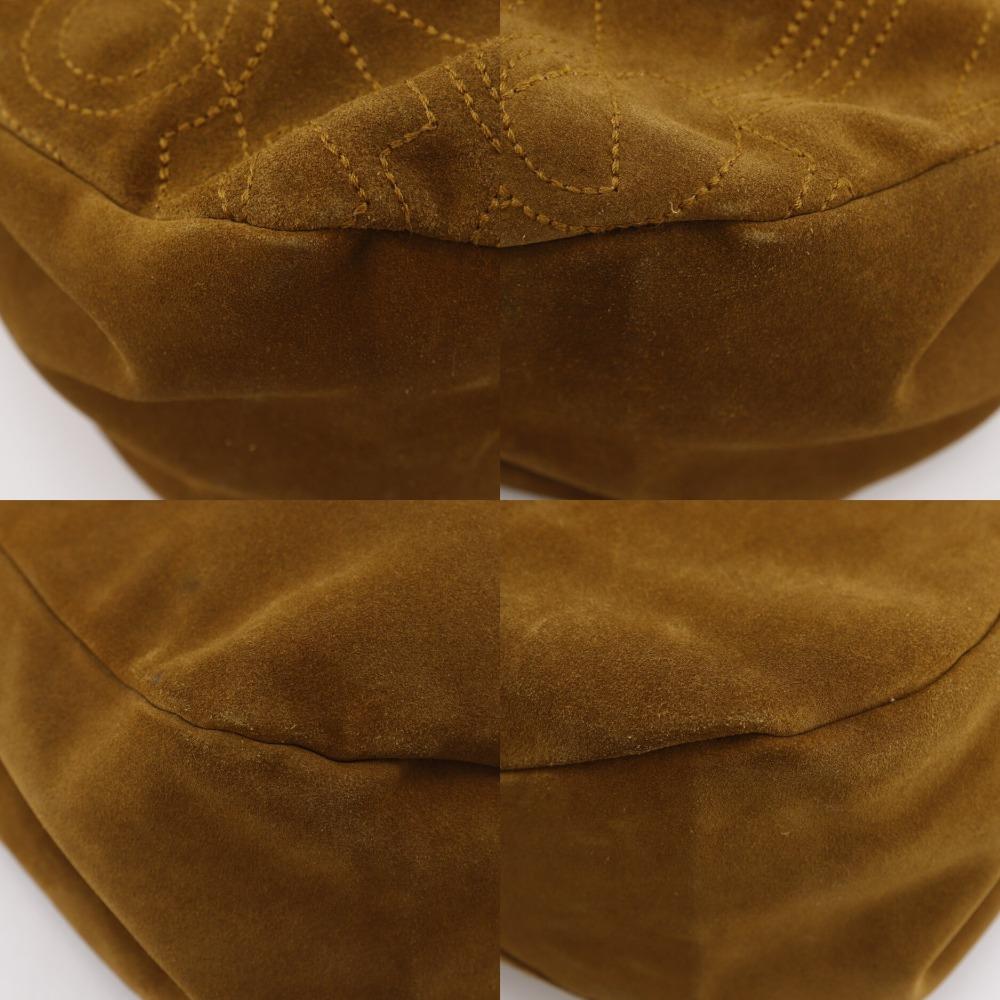 Salvatore Ferragamo Stitch design Shoulder Bag BZ-21 5695 Camel Suede Women Used