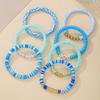 Bohemian color multi-layer soft pottery beaded bracelet, summer beach style versatile love stacked jewelry set