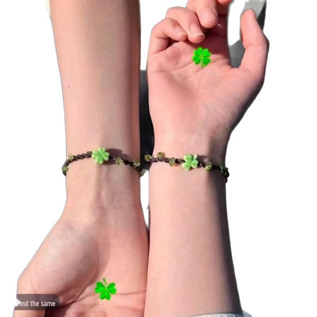 Летний браслет ручной работы из четырехлистного клевера: Минималистичные украшения для лучшей подруги на День святого Валентина