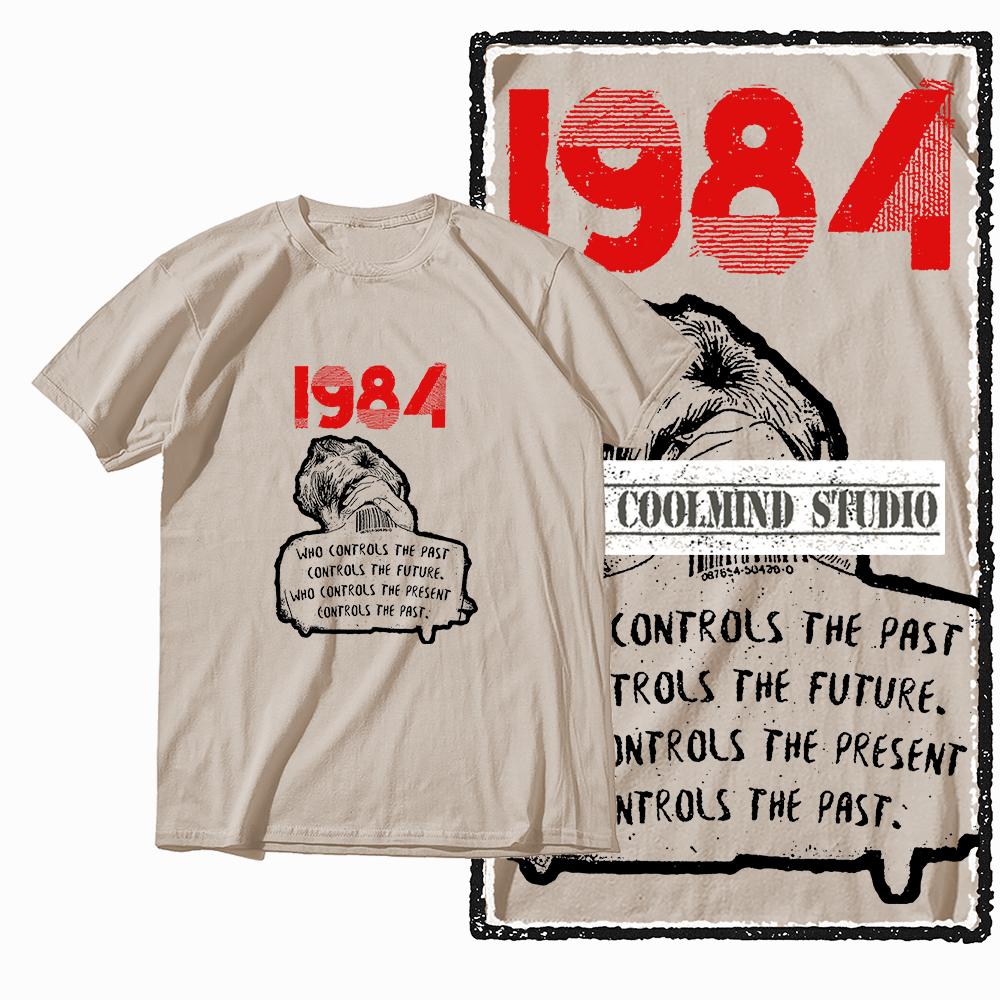 Coolmind X0019 Хлопок большой размер принт 1984 эксклюзивная графика унисекс футболка свободная с круглым вырезом унисекс футболка повседневная футболка для унисекс футболок