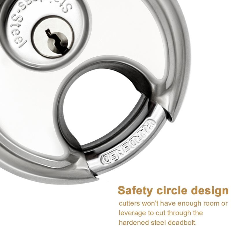 2Pcs 70mm Great Discus Lock Lightweight Round Reble Padlock Anti Theft Heavy Duty Trailer Caravan Round Disc Lock Door Locks