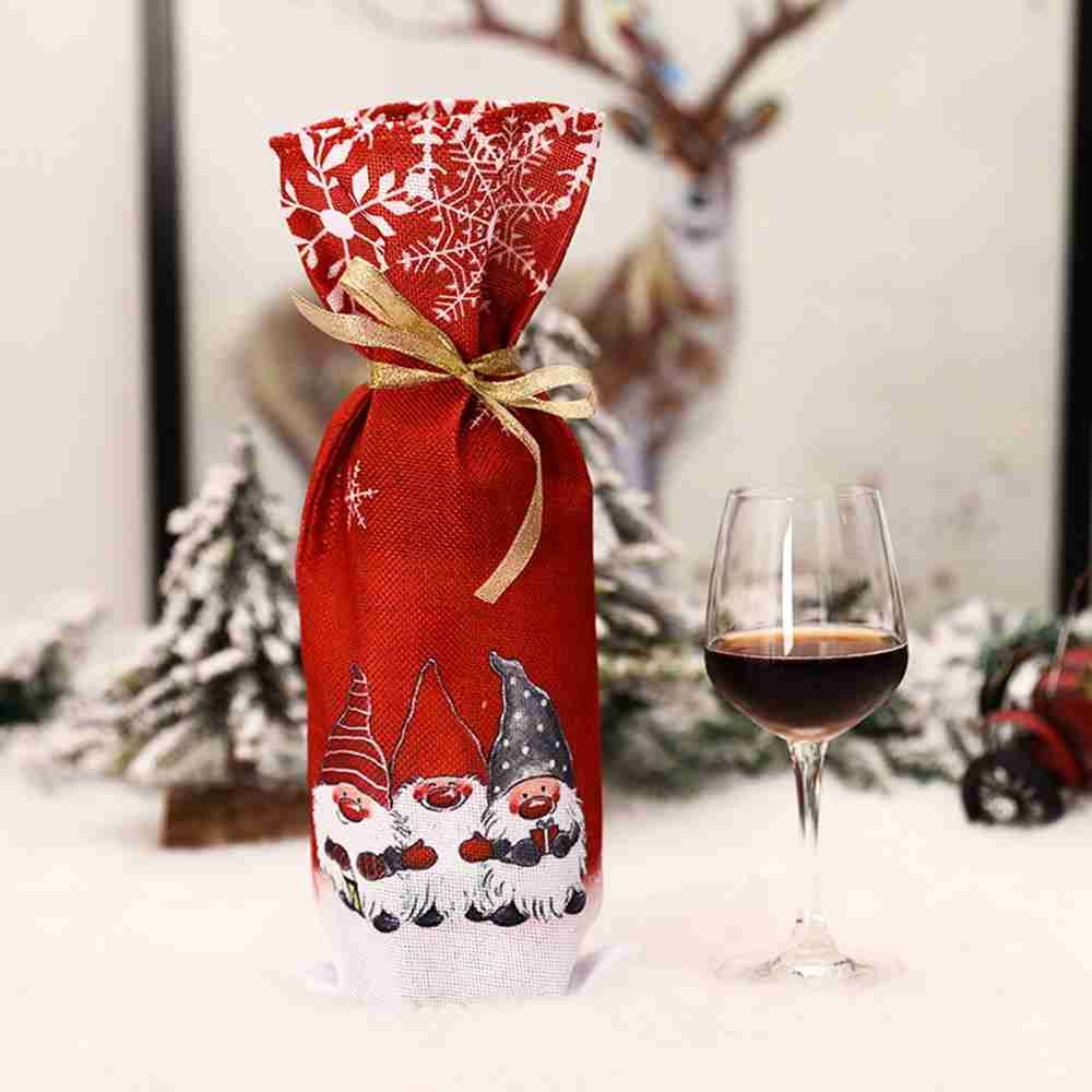 Dinner Party Table Decor Snowman Santa Claus Christmas Ornaments Bottle Dress Up Wine Bottle Cover