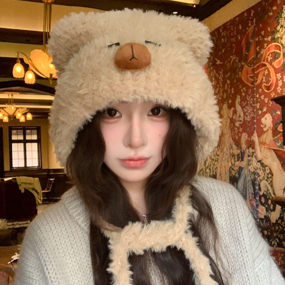 Kawaii Capybara Pullover Hat Cartoon Woolen Hat Casual Warm Cap  Cycling