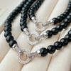 Vintage Natural Black Agate Crystal Necklace Sweater Necklace Korea