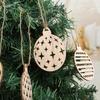 8/10Pcs Wooden Christmas Ornaments Snowflake Xmas Tree Hanging Balls Pendant with Rope DIY Unfinished Wood Craft Home Decoration