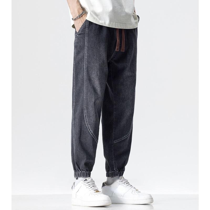 Новые мужские джинсы больших размеров, весенние, повседневные, модные, шаровары, винтажные, свободные, с высокой талией, базовый стиль, эластичные, стильные, длинные брюки