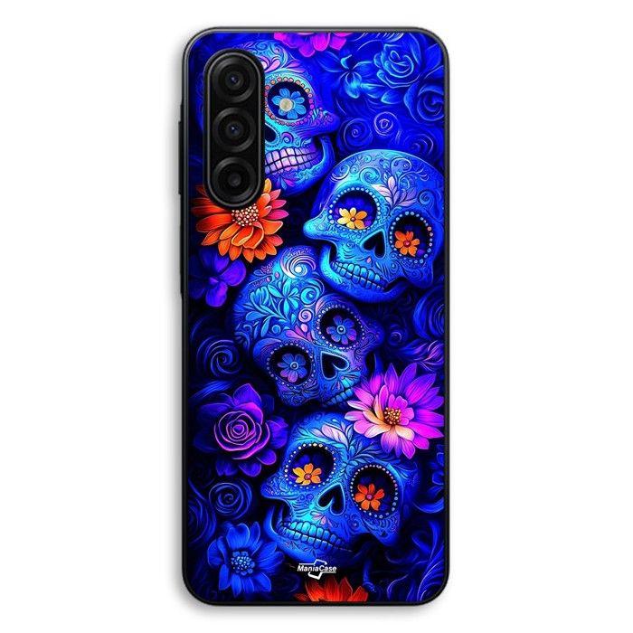 Coque Pour Samsung Galaxy A57 Têtes de mort bleu coloré Maniacase