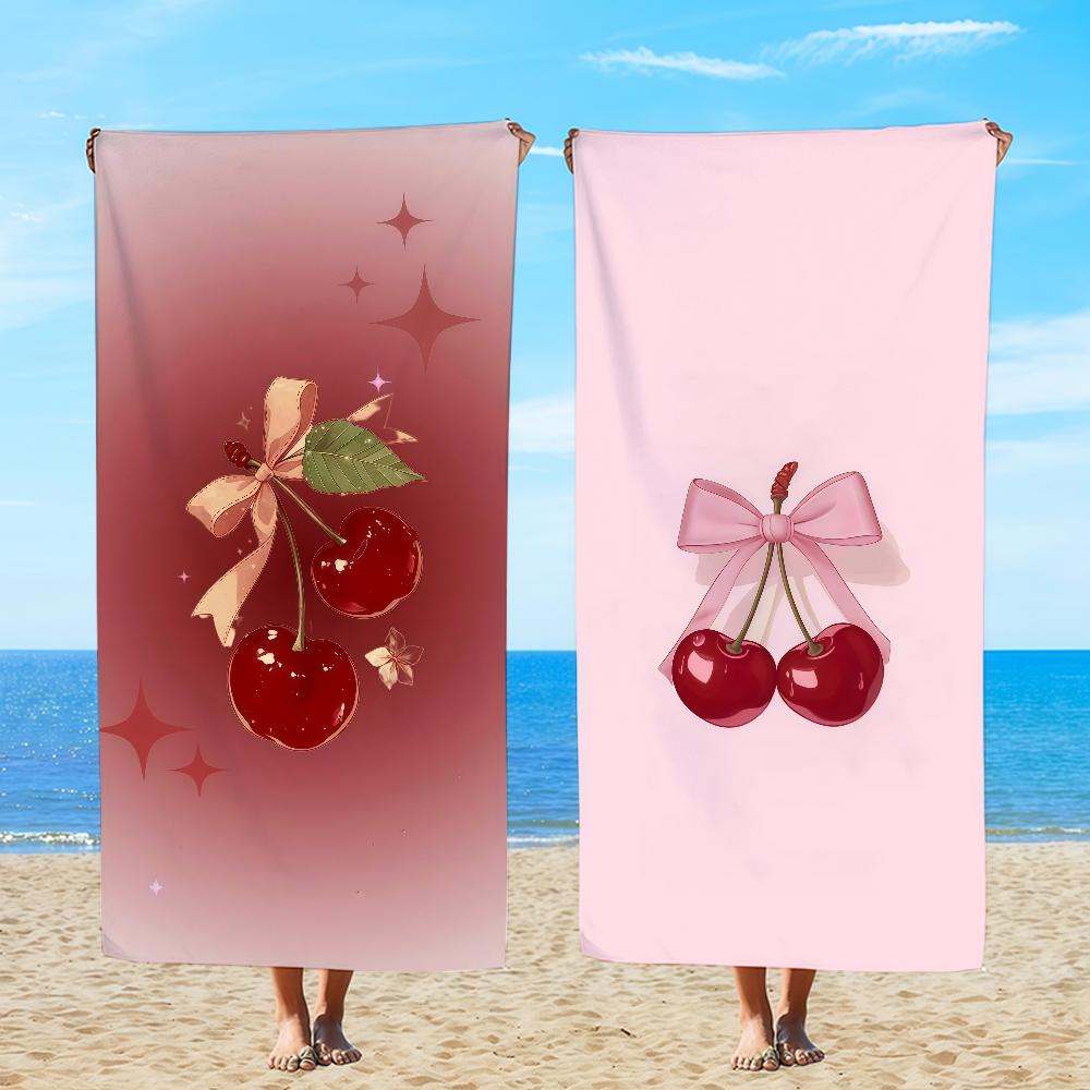 CHERRY cartoon Towel Textile Bathrobe Beach Quick-Drying Lightweight Portable Camping Swim Pool Travel