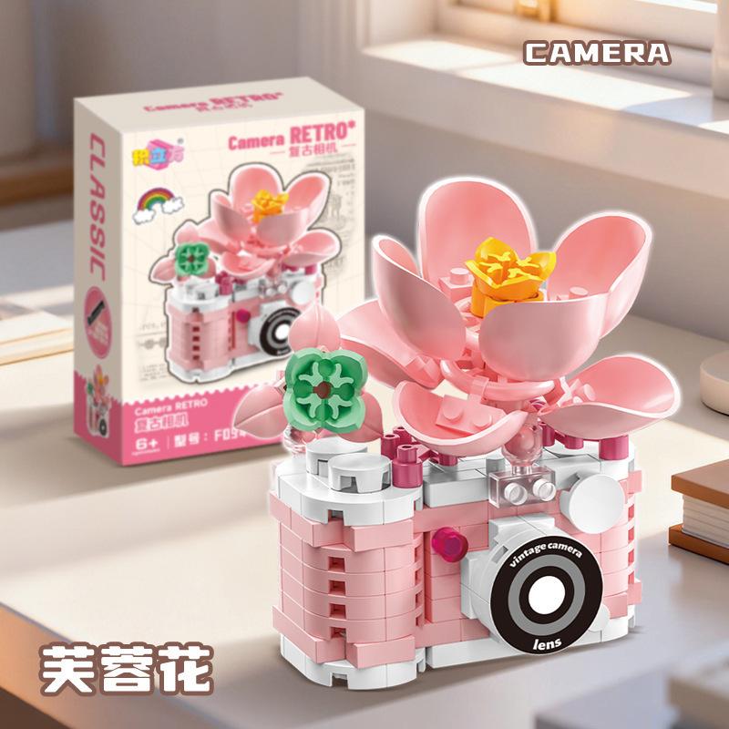 Нетоксичные Творческие Строительные Блоки Камера и Цветы DIY Игрушки Мелкие Детали Кирпичики Конструктор Пазл Игрушки Для Детей Рождественские Подарки