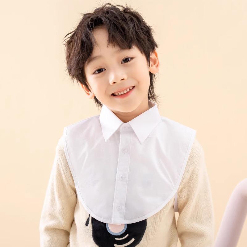 Детское белое худи с воротником-рубашкой - Универсальный хлопковый съемный воротник для мальчиков и девочек