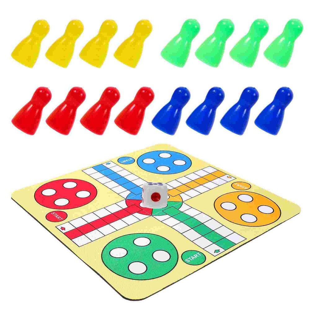 Interactive Toy Ludo Chess Set Folding Roll Up Chessboard Toy Party Game Flying Chess Travel Funny