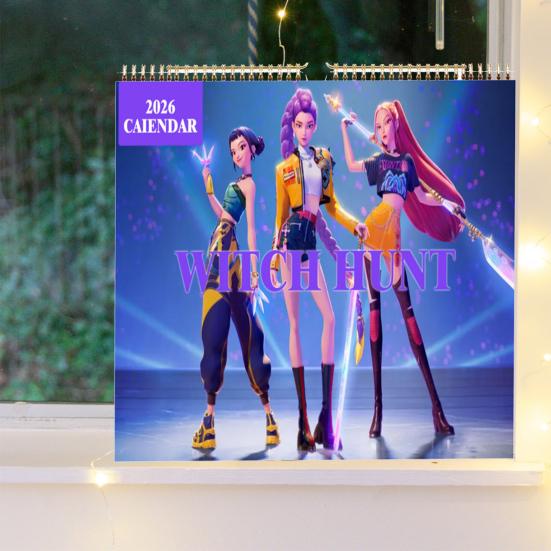 K-pop Охотники на демонов Календарь 2026 Янв. 2026 - Дек. 2026 12-месячный календарь на спирали, настенный календарь для дома и офиса