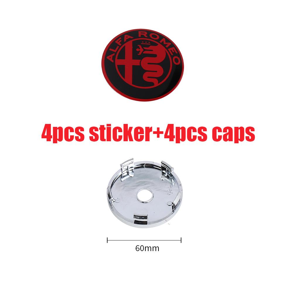 OUVKF1 4Pcs For Alfa Romeo Giulietta 147 Giulia Spider GT MiTo Stelvio 159 TZ3 Car Wheel Center Hub Caps Sticker Badge Tire Rim Covers