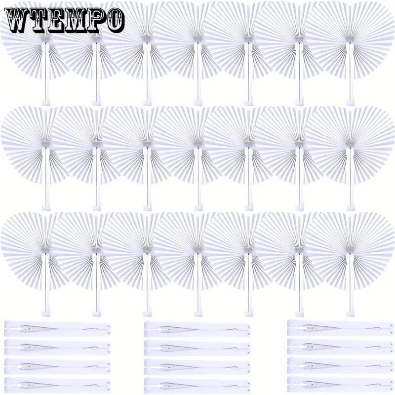 WTEMPO White Heart-Shaped Folding Paper Fans Elegant Handheld Accordion Fans for Wedding Birthday Anniversaries Party Decorations Wedding Decorations