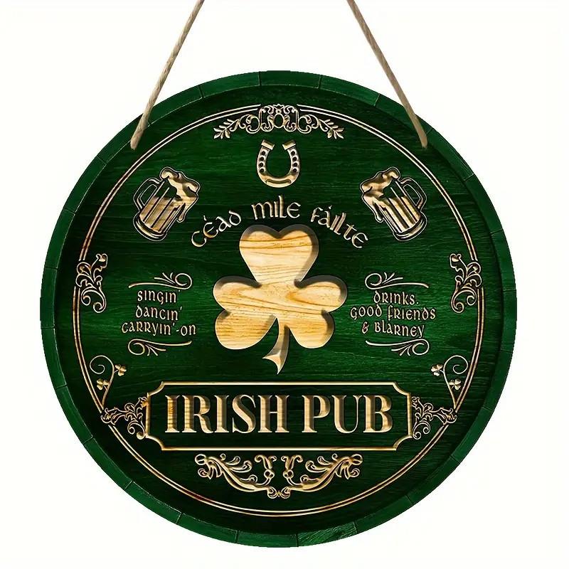 Изысканный деревянный знак «Счастливый клевер» — высококачественная круглая табличка в виде венка для подвешивания, состаренная винтажная отделка, универсальный декор для дома, комнаты, ресторана