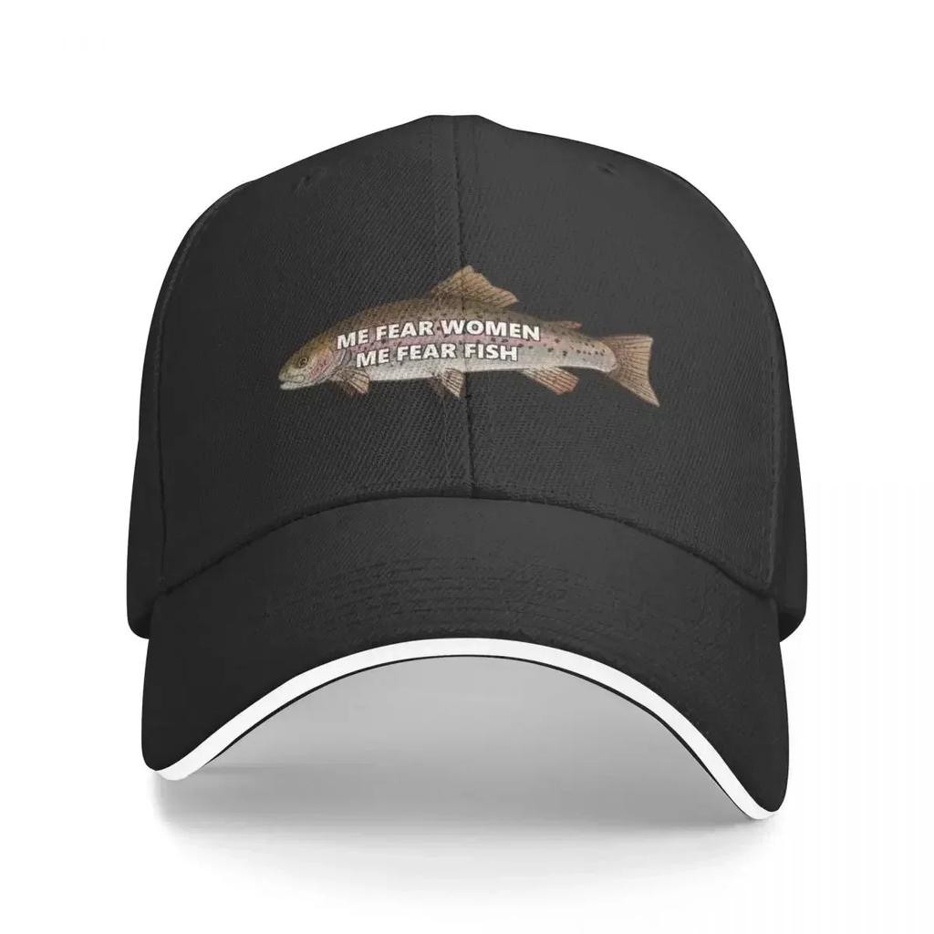 me fear Women me fear fish Baseball Cap Hat Luxury Brand cute Custom Cap Womens Hats For The Sun Unisexs
