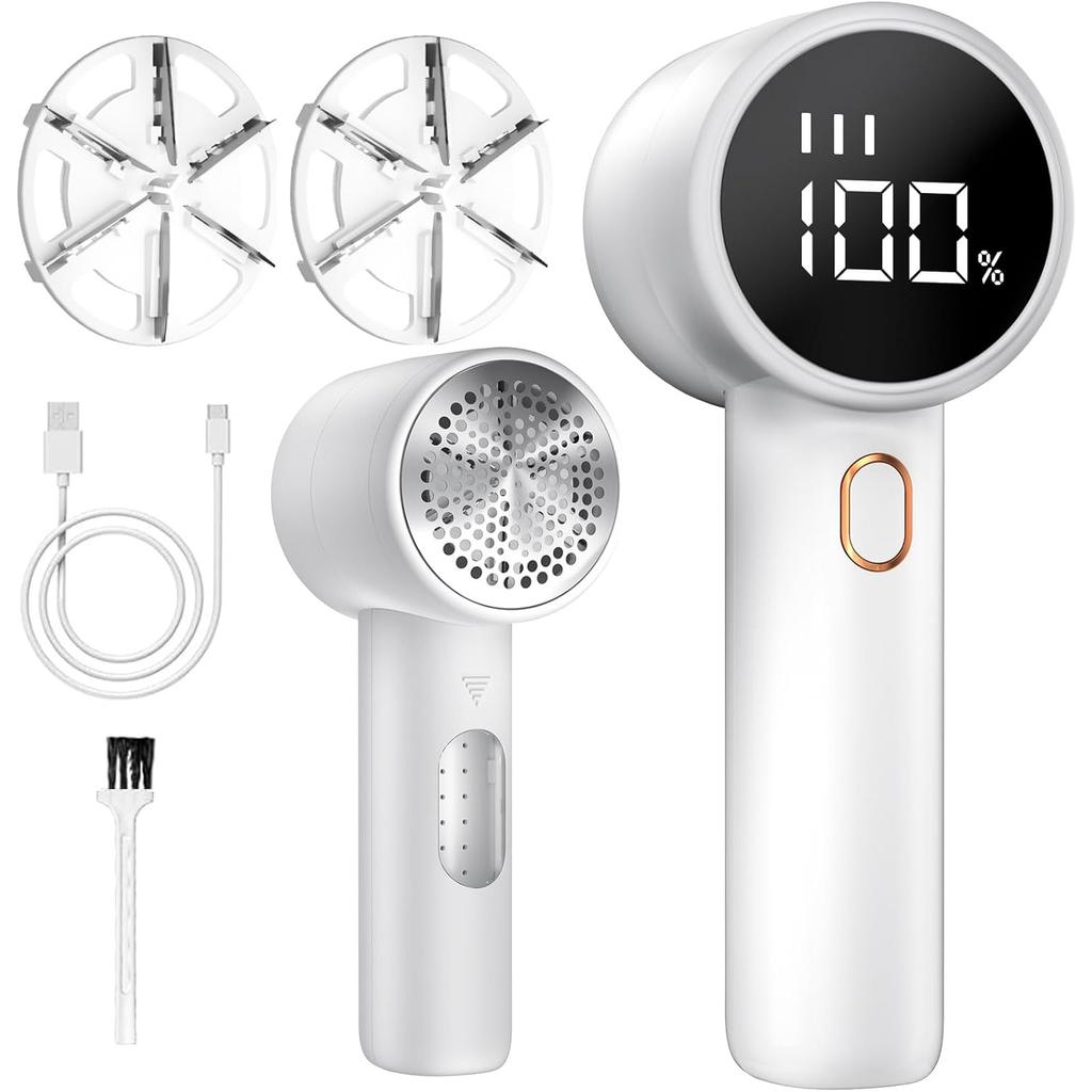 Fabric Shaver, Portable Rechargeable Electric Lint Remover, 3 Speeds Adjustable Debobbler, LED Display Bobble Remover for Clothes, Lint Shaver
