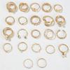 Gold/Silver Wave Joint Rings Set Alloy Love Chain Joint Ring New Multi Style Ring Set  Woman