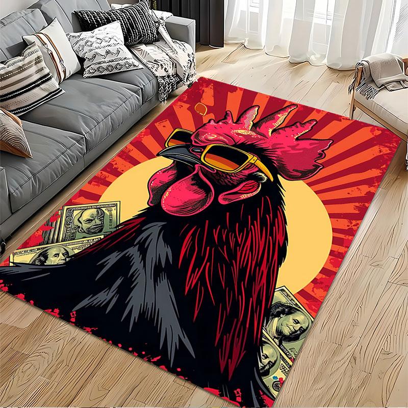 Cool Rooster with Sunglasses suitable as a non-slip mat for the living room or bedroom sofa